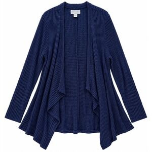 Velvet by Graham & Spencer Blue Cardigan, Long Sleeves, Plunge Neckline, Large